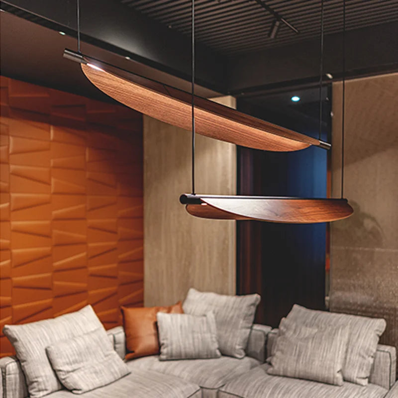 Japanese Wabi-Sabi LED Pendant Chandelier Wood Grain Iron E26 AC 90-260V Living Room Kitchen Bar