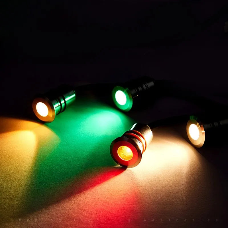 Mini IP68 LED Underwater Spotlight Stainless Steel DC 12-24V RGB 7-Color Auto Pool Garden