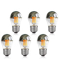 G45 Silver Globe LED Filament Bulb 4W 320lm CRI 90+ 2700K 360° E26 E12 AC 110-240V 6-Pack