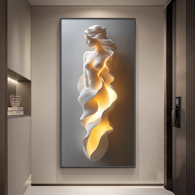 Modern Abstract Painting LED Wall Lamp Crystal Dimmable Remote AC 90-260V Living Room