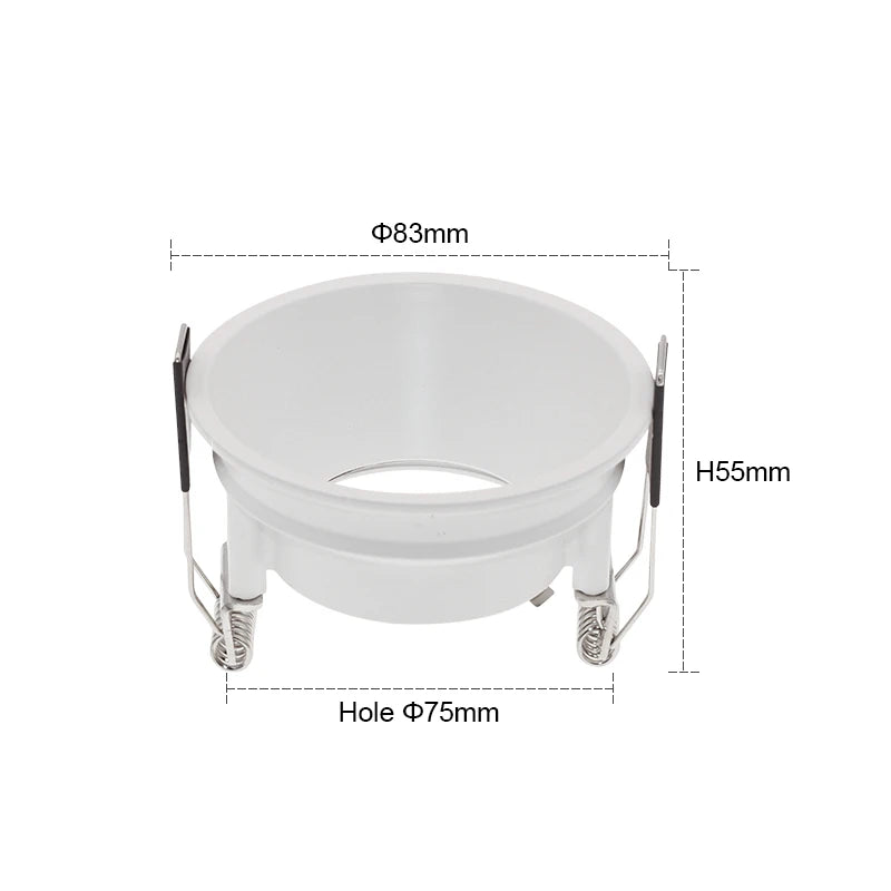 GU10 MR16 Recessed Downlight Mounting Frame Socket 83mm Cover 75mm Cutout White Black