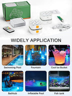 IP68 Rechargeable LED Submersible Pool Light 13 RGBW LEDs 16 Colors RF Remote 200FT Range Timer 2000mAh USB Magnetic Charging 2 Pack