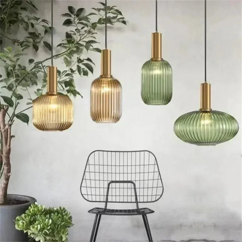 Nordic Glass LED Pendant Light E26 Single Head Cord Pendant Metal AC 90-260V Kitchen Island Bedroom Restaurant Cafe Hotel