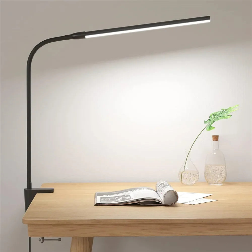 Double-Head Clip LED Desk Lamp 3-Color Mode 10 Dimming Levels Touch Switch AC 90-260V