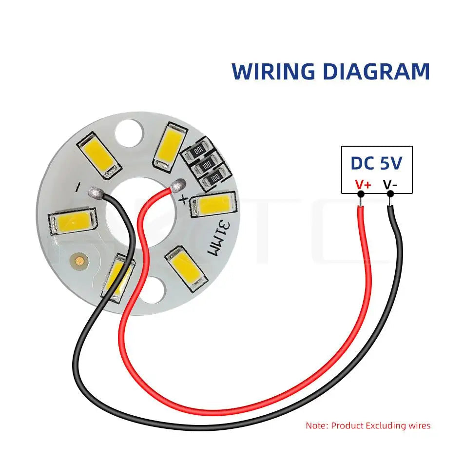 5V DC LED Light Board SMD5730 ≤3W 6 LEDs D31mm 9-Color 10-Pack Aluminum Substrate RoHS