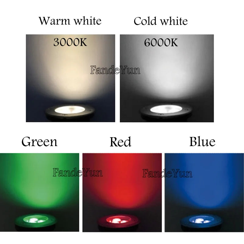 IP68 Stainless Steel LED Underground Buried Light 3W-18W 100-120lm/W AC 85-265V DC 12V 6-Color