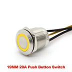 IP66 Waterproof Stainless Steel Push Button Switch 19mm 22mm 20A Momentary or Latching LED 12V 24V 110V 220V 20cm Wire 5 Colors
