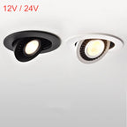 360 Degree Rotatable COB LED Recessed Downlight 5W 7W 10W 15W 18W CRI 80 100-110 lm/W AC DC 12V 24V Warm White Natural White Cool White White Black Driver Included