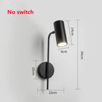 Modern Rotatable LED Wall Lamp Iron Plated E26 Single Head Knob Switch Up and Down AC 90-260V Bedroom Living Room Foyer