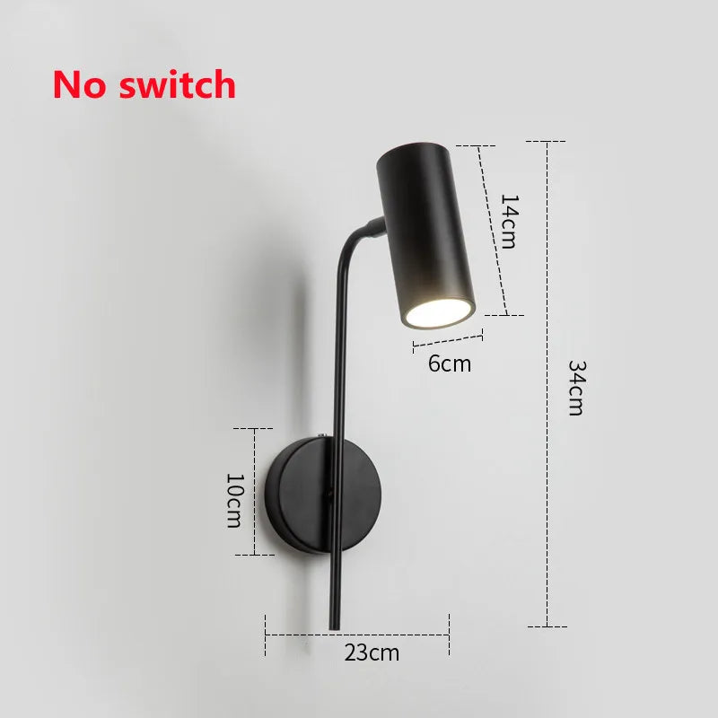 Modern Rotatable LED Wall Lamp Iron Plated E26 Single Head Knob Switch Up and Down AC 90-260V Bedroom Living Room Foyer