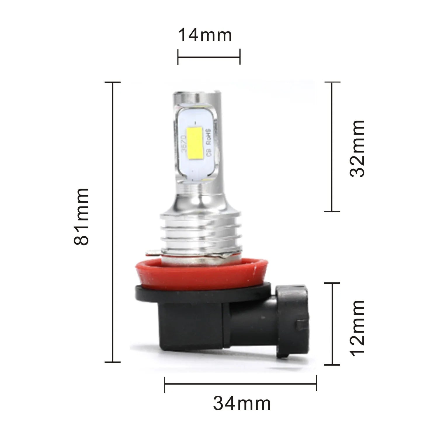 H4 H7 H8 H9 H11 9005 9006 LED Headlight Bulb 3570 CSP 20000lm 80W IP68 DC 12-24V 2-Pack
