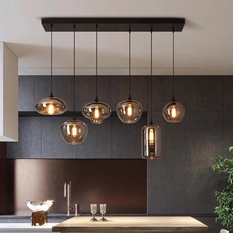Modern Multi-Head Glass Pendant Chandelier 3 6 8 10 12 Heads 21-114W Dimmable AC 90-265V