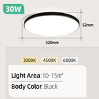 Ultra-Thin LED Surface Ceiling Light 10W 15W 20W 30W Square Round CRI 90+ AC 90-265V