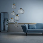 Nordic Minimalist Glass Pendant Light Iron Smoky Gray Gold AC 90-260V Bedroom Study Bar