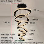 Modern Crystal LED Chandelier Stainless Steel Polished Cord Pendant Remote Control Dimmable AC 90-265V Villa Living Room Staircase
