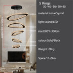 Modern Crystal LED Chandelier Stainless Steel Polished Cord Pendant Remote Control Dimmable AC 90-265V Villa Living Room Staircase