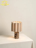 Marble USB Rechargeable Table Lamp Touch Dimmable Fabric Shade Vintage Nordic AC 90-260V
