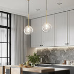 Nordic Glass Ball Pendant Light D15 20 25cm G4 Clear Glass Iron White Black Gold AC 90-260V
