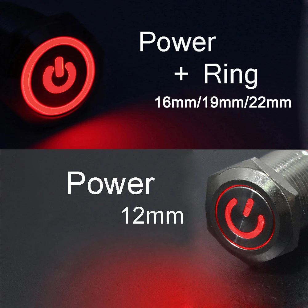 Metal LED Push Button Switch 12 16 19 22mm IP65 Self-Reset Self-Lock 5A 250V CE RoHS CCC