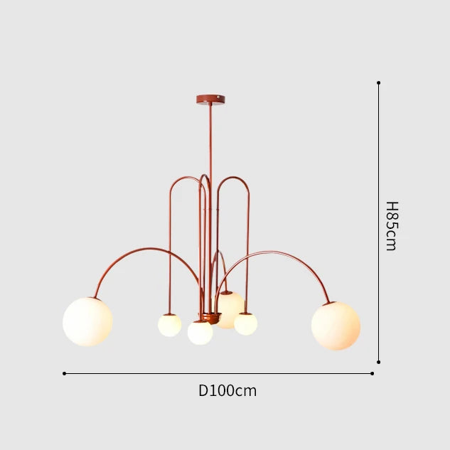 Nordic Minimalist G9 Pendant Chandelier Iron Frosted Glass Black Gold Red 90-260V