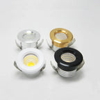 Mini Dimmable LED Recessed Downlight 3W 60-Degree IP44 D37mm 30mm Cutout 110-220V