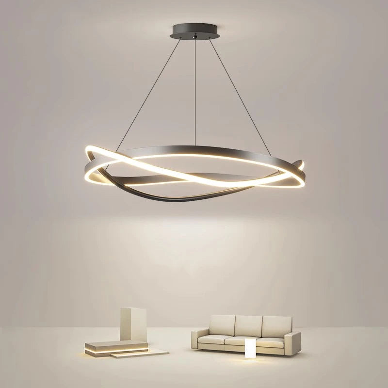 Modern Circular LED Ring Pendant Chandelier 60cm 80cm 100cm 72-144W Dimmable AC 90-265V