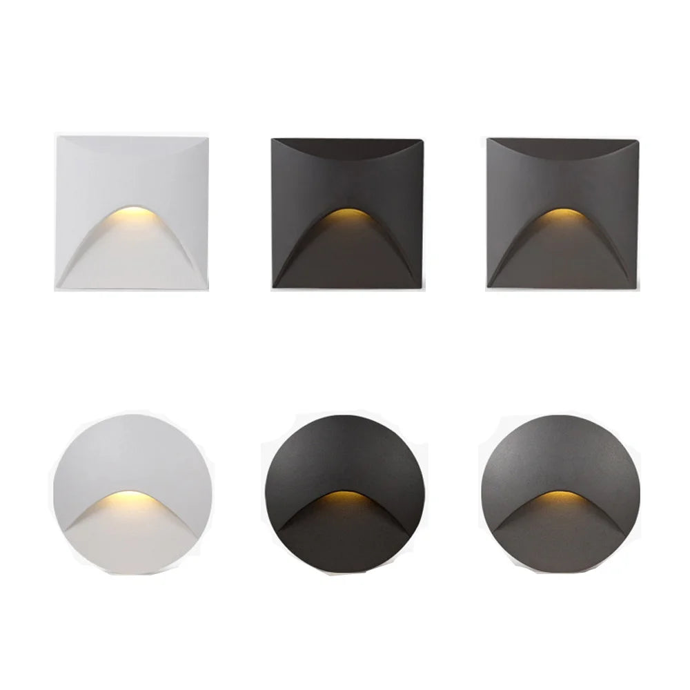 3W IP65 LED Recessed Stair Step Light AC 100-240V Sand White Black Gray 50,000hr Wall Lamp