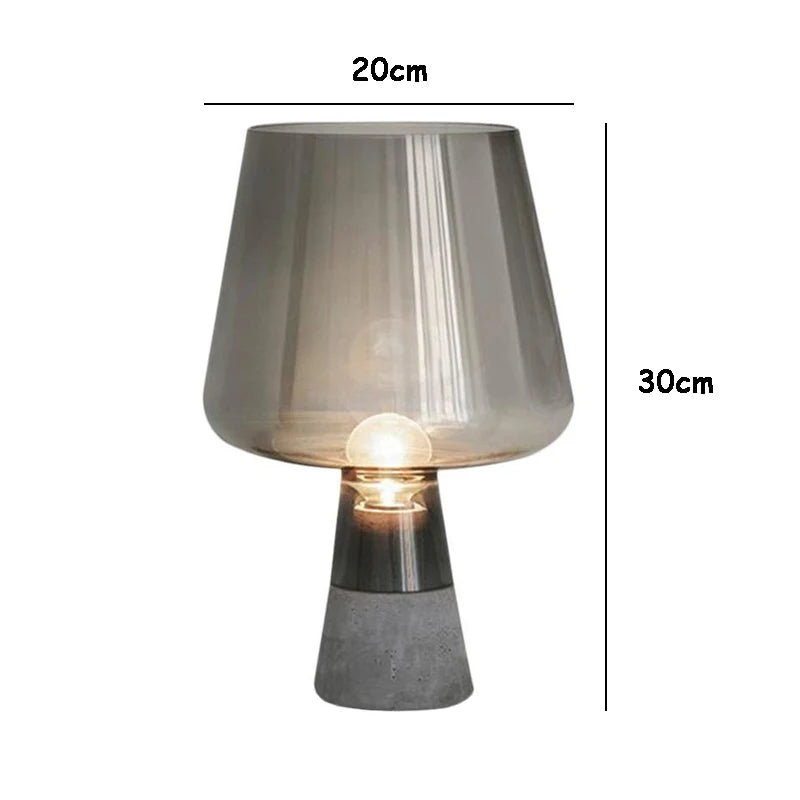 Cement Glass Table Lamp E14 D20cm H30cm Smoky Gray Amber AC 85-265V Bedside Desk Lamp
