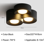 Modern LED Cylinder Surface Mounted Ceiling Spotlight 7W 14W 21W Single Double Triple Head Iron Acrylic AC 90-260V Bedroom Hallway White Black