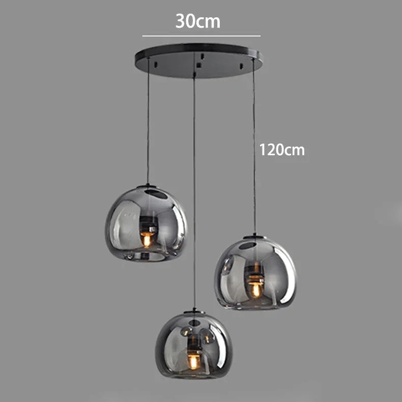 Modern Glass Ironware LED Pendant Chandelier 1 3 5 Heads 9-45W 3-Mode AC 90-240V