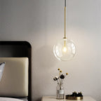 Nordic Glass Ball Pendant Light D15 20 25cm G4 Clear Glass Iron White Black Gold AC 90-260V