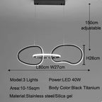 Modern LED Pendant Light 3-6 Heads 40-100W 3-CCT Dimmable RF Remote AC 90-260V Black Gold