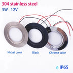 Ultra-Thin DC 12V 24V LED Recessed Spotlight 3W IP65 Waterproof 304 Stainless Steel 55mm