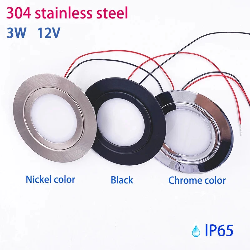 Ultra-Thin DC 12V 24V LED Recessed Spotlight 3W IP65 Waterproof 304 Stainless Steel 55mm