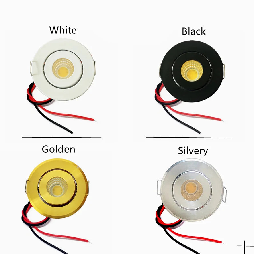Mini COB LED Recessed Downlight DC 12V 3W 52mm Adjustable Drive Free IP44 Full Aluminum