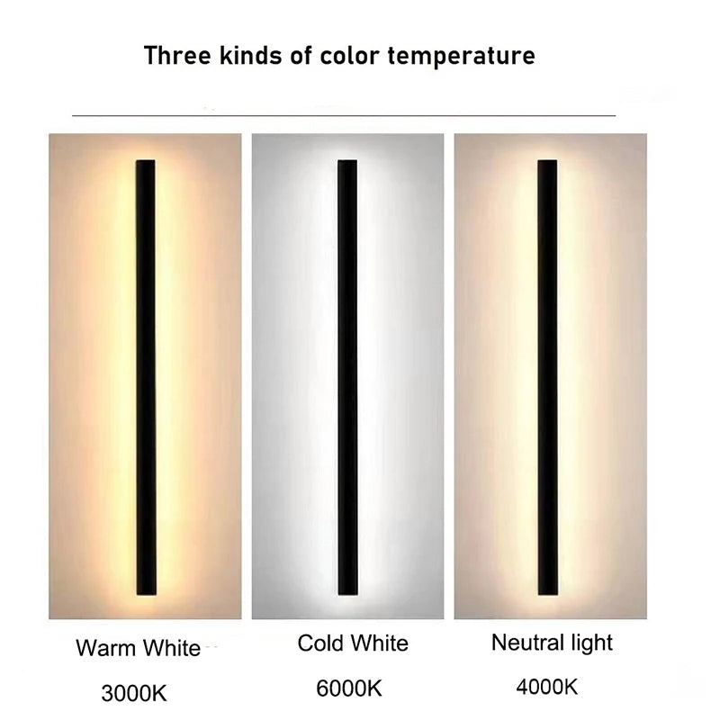 Modern LED Outdoor Wall Light IP65 Waterproof Black 9W–90W Dimmable Porch Garden