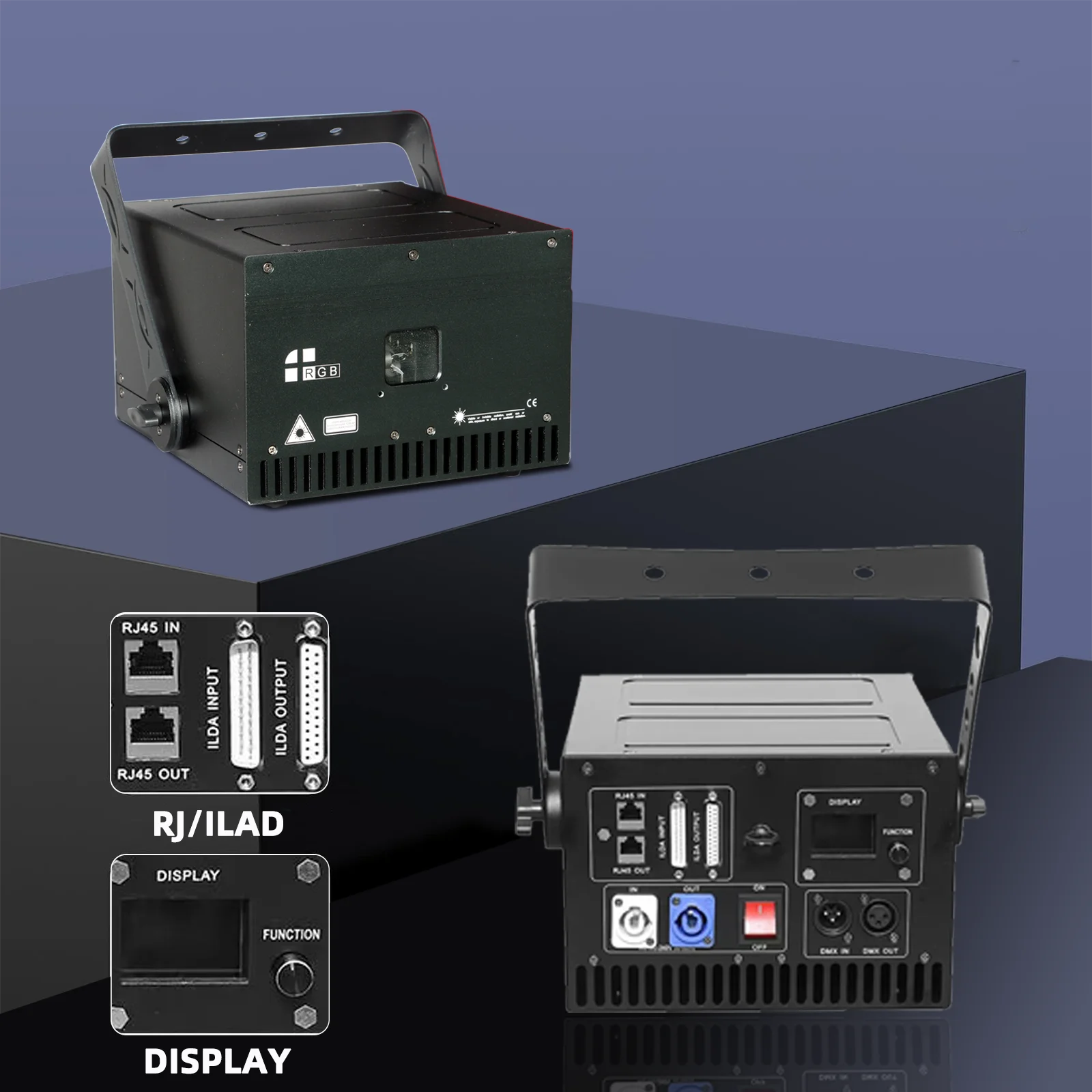 RGB Laser Scanning Projector 6W 8W 10W 12W 30K Galvo ILDA DMX512 APP RJ45 AC 110-220V Stage