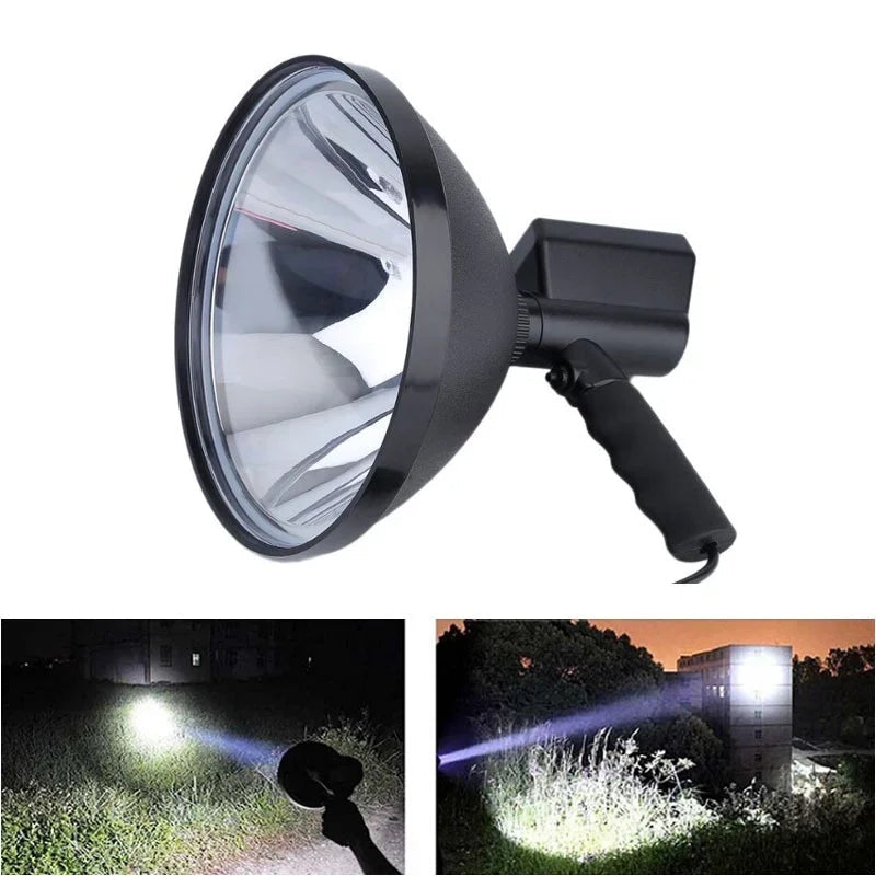 100W HID Xenon Handheld Searchlight 12V DC 8000lm 6000K IP56 H3 Bulb Tempered Glass ABS PC Portable Car Plug Hunting Fishing Outdoor Work Light