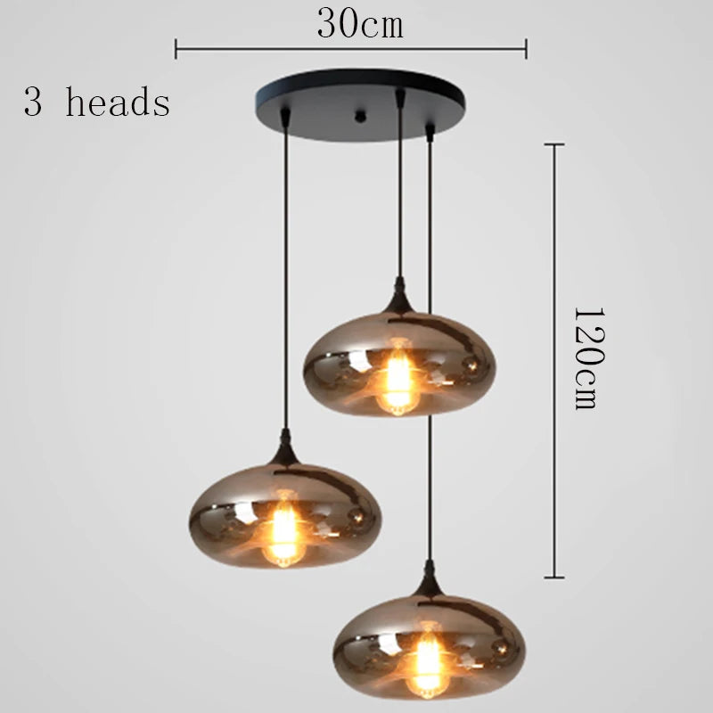 Modern Multi-Head Glass Pendant Chandelier 3 6 8 10 12 Heads 21-114W Dimmable AC 90-265V