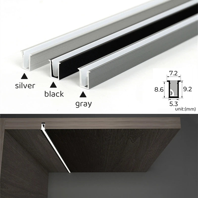 Ultra Thin LED Aluminum Channel Profile Silicone Diffuser Recessed or Surface Mount DC 12V Cabinet Closet Bar Light 30cm 40cm 50cm 100cm