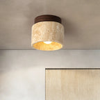 Japanese Style Stone Wood LED Ceiling Light E26 Single Head Surface Mounted Dimmable Knob Switch AC 90-260V D12cm x H10cm Living Room