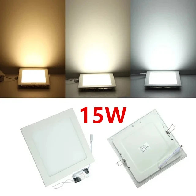 LED Recessed Panel Downlight 3W 4W 6W 9W 12W 15W 25W 120° PF97% AC 85-265V CE RoHS