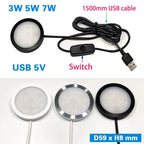 USB 5V Ultra Thin LED Cabinet Spotlight 3W 5W 7W SMD 2835 Aluminum Surface Mount IP42 120 Degree Indoor RV Caravan