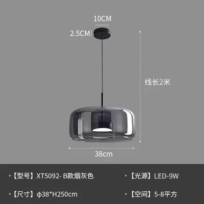 Nordic Minimalist Iron Glass Pendant Chandelier E26 E27 38cm Single Head Dimmable AC 90-260V