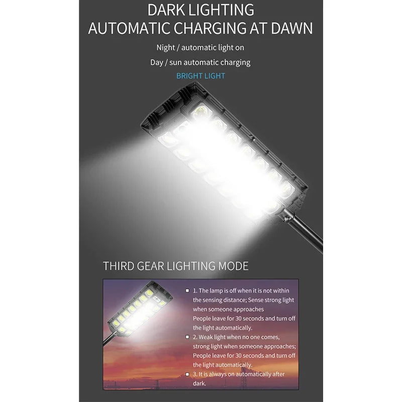 Solar LED Street Light PIR Motion Sensor 3 Modes Remote Control IP65 ABS 6V 5W Panel 4 to 8 Panel Configurations Garden Courtyard