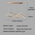 Modern LED Pendant Light 3-6 Heads 40-100W 3-CCT Dimmable RF Remote AC 90-260V Black Gold