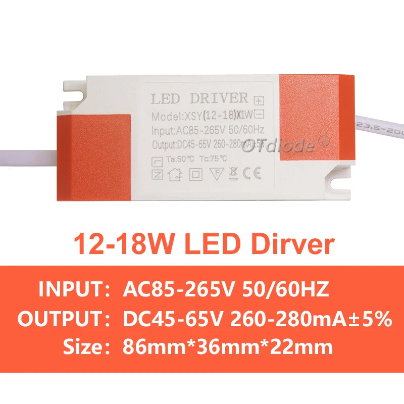 Isolated Constant Current LED Driver 1-3W 4-7W 8-12W 18-24W 36W 260-300mA AC 85-265V