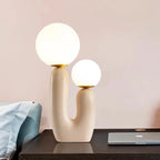 Nordic Double-Head G9 LED Table Lamp Resin Frosted Glass Knob Switch AC 90-260V Bedroom