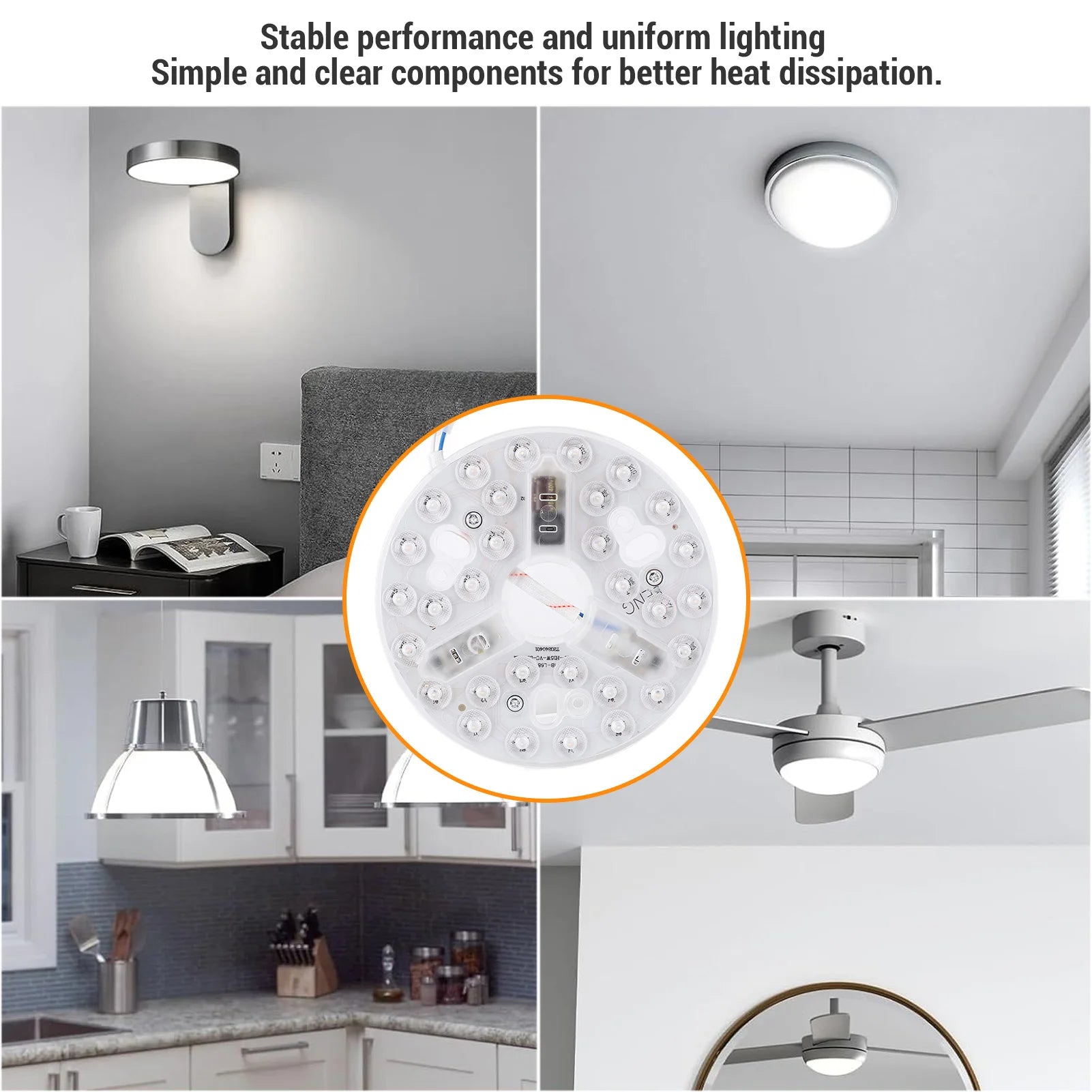 5.3-Inch LED Ceiling Fan Light Kit 15W 3-CCT 3000K 4200K 6500K Dimmable AC 95-265V Retrofit