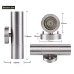 IP65 GU10 Outdoor LED Wall Lamp 10W 600lm Up Down Dual Light Stainless Steel 85-265V